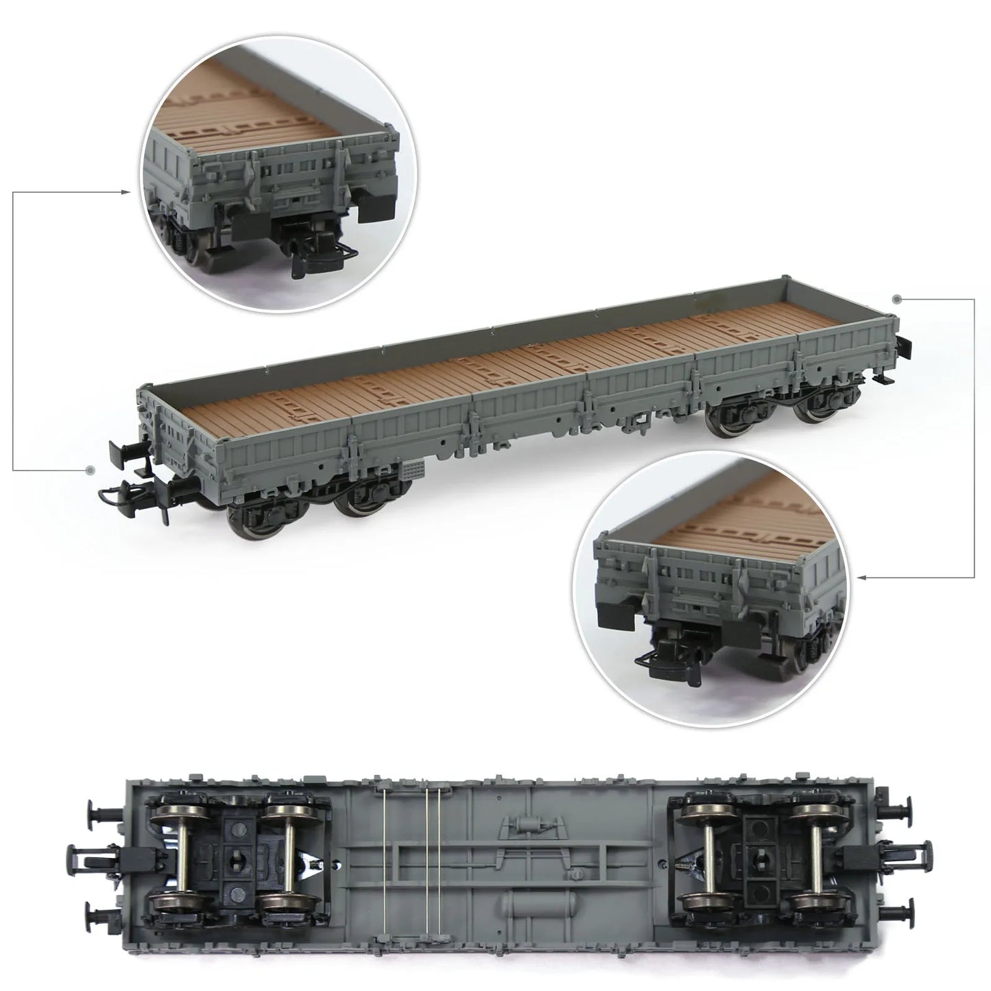 Wagon Plat Bas HO 1:87 – Modèle Miniature de 40’ pour Trains