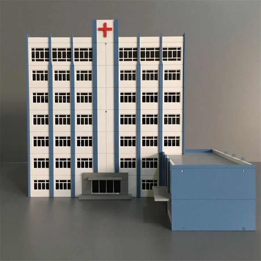Modèle d’Hôpital N 1:150 – Maquette Plastique pour Diorama et Sand Table