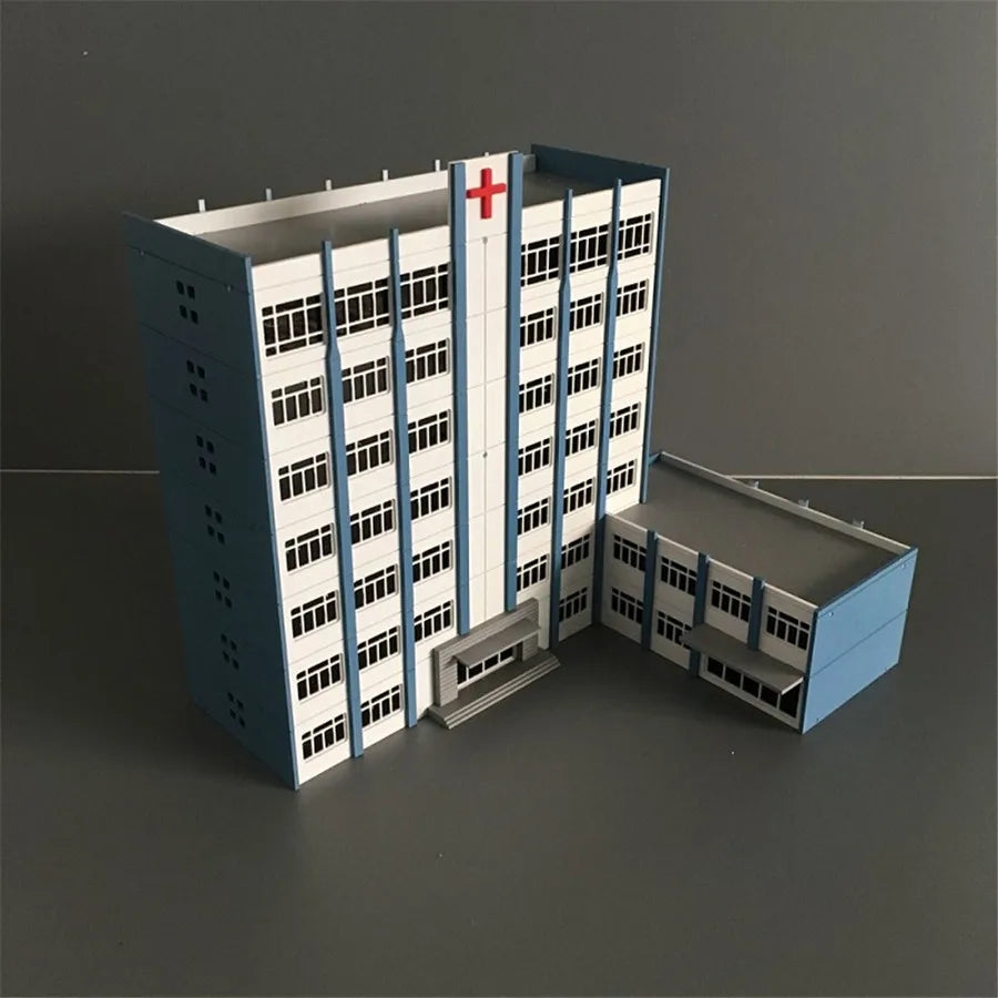Modèle d’Hôpital N 1:150 – Maquette Plastique pour Diorama et Sand Table