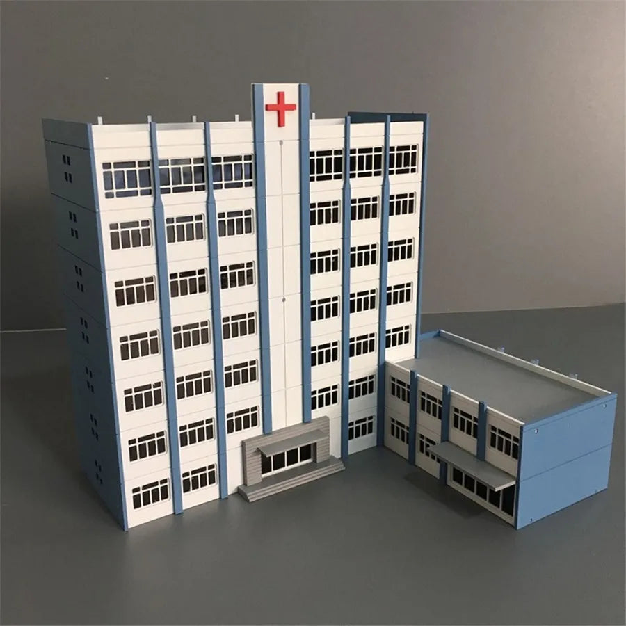 Modèle d’Hôpital N 1:150 – Maquette Plastique pour Diorama et Sand Table