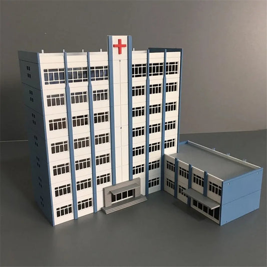 Modèle d’Hôpital N 1:150 – Maquette Plastique pour Diorama et Sand Table