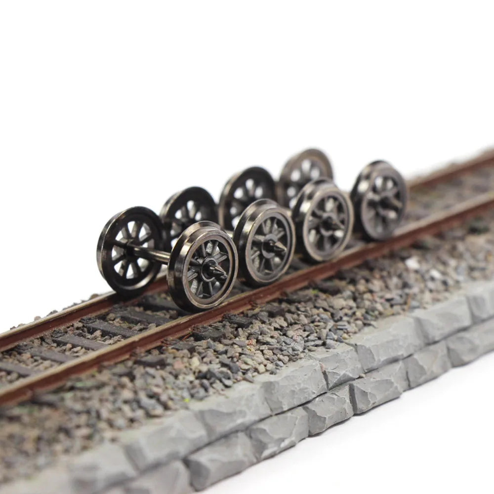 Lot de 12 ou 24 roues métalliques HO 1:87 – Roues DC pour trains miniatures et dioramas ferroviaires