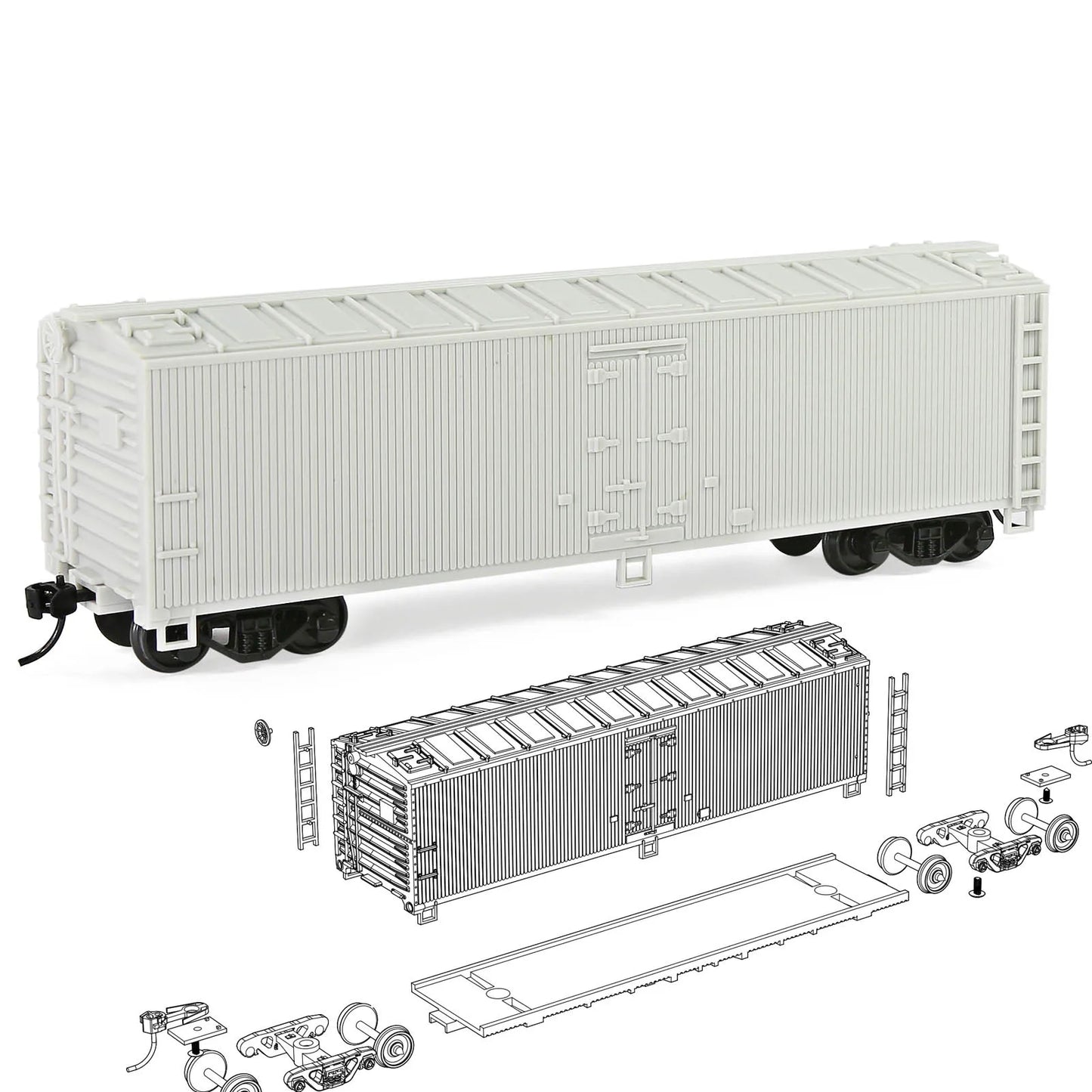 Wagon Plat HO 1:87 à Monter – Modèle de Train Miniature