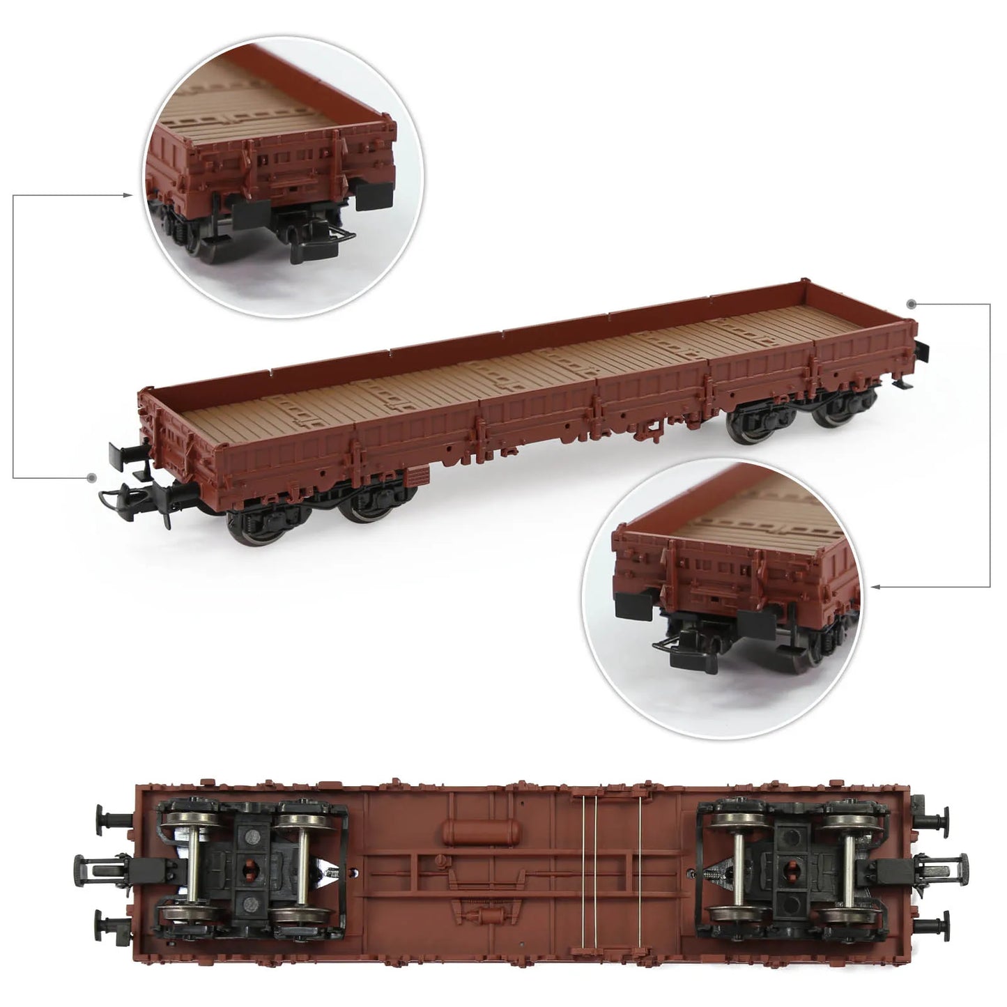 Wagon Plat Bas HO 1:87 – Modèle Miniature de 40’ pour Trains