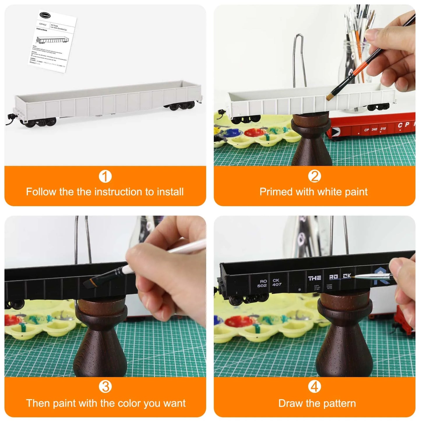 Wagon Plat HO 1:87 à Monter – Modèle de Train Miniature