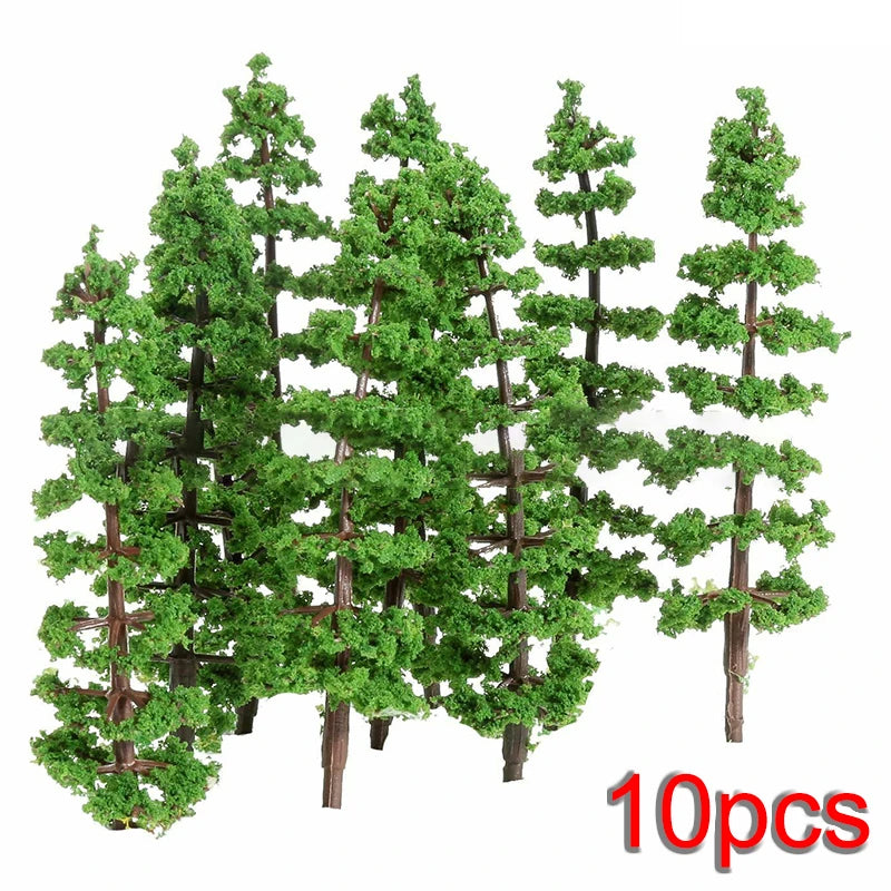 Lot de 10 pins miniatures (9 cm) – Décor réaliste pour trains, dioramas et maquettes HO/N