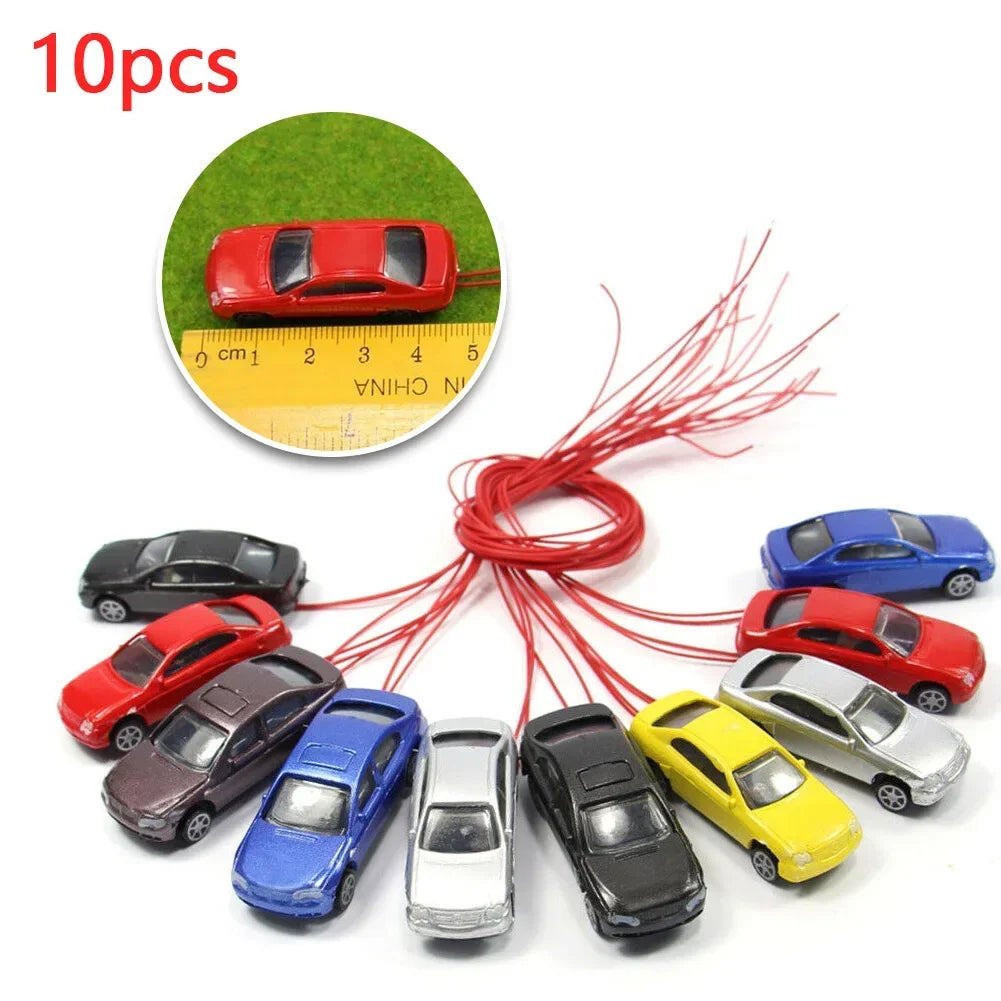 Lot de 10 voitures miniatures lumineuses HO/TT (1:87–1:100) pour train, diorama et maquette