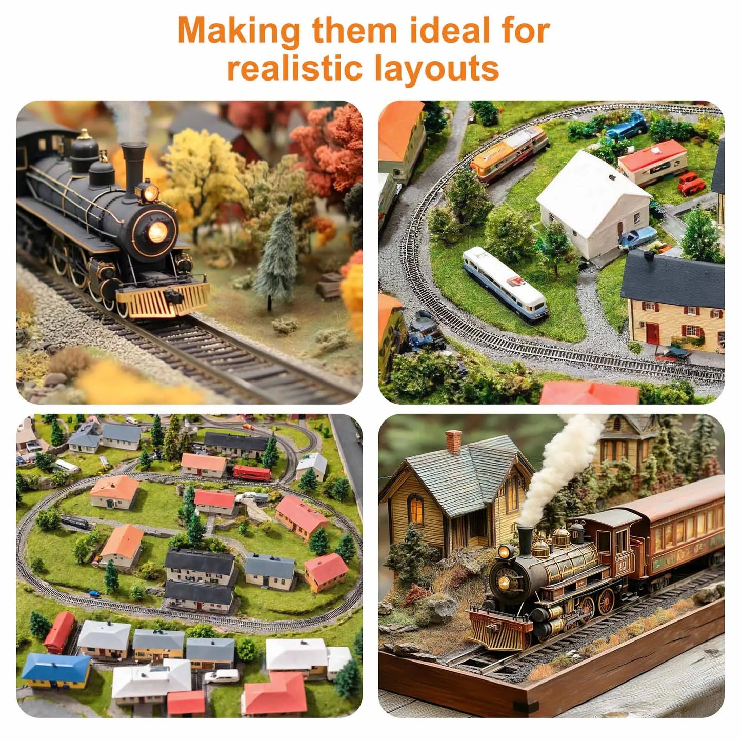 Evemodel – Lot de 6 rails HO 1/87 en cuivre-nickel (droits ou courbes) avec traverses réalistes – Accessoires réseau ferroviaire