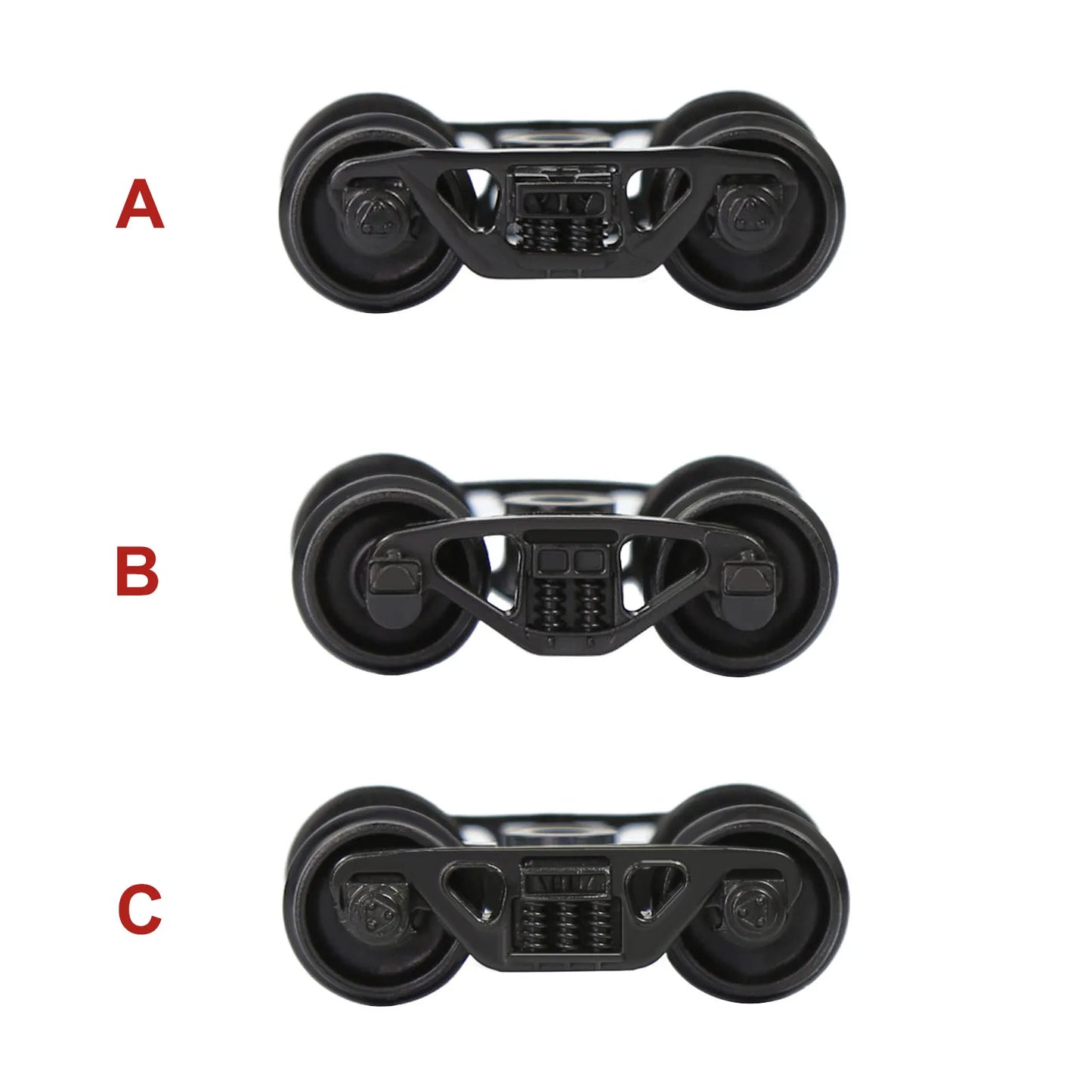 Lot de Bogies HO 1:87 pour Trains Miniatures – 12 ou 24 pièces avec Roues Plastique 36" – Style C, Idéal Dioramas et Modélisme