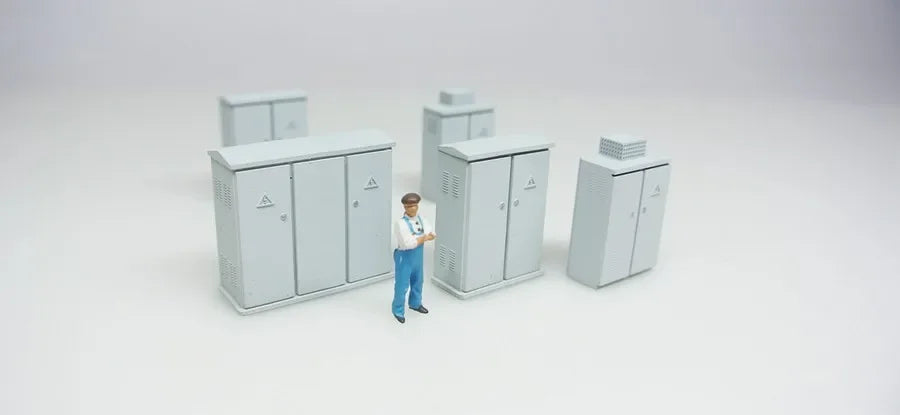 HO 1/87 – Coffrets & Armoires électriques miniatures réalistes – Accessoires premium pour réseau ferroviaire