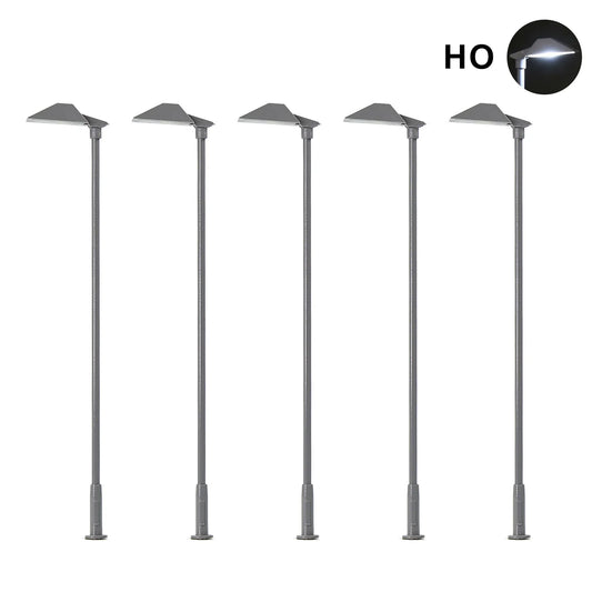 Lot de 5 Lampadaires HO 1:87 avec LED – Modèle Miniature Evemodel pour Décor Ferroviaire