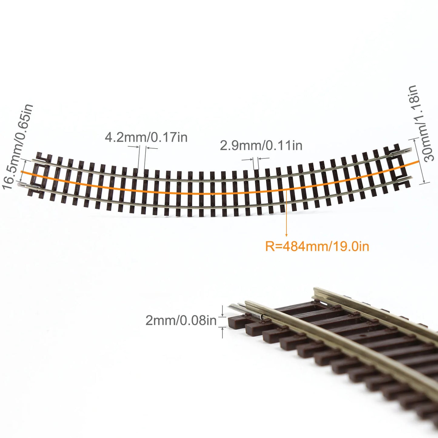 Rails Modulaire  HO Scale 1:87– Rails Droits et Courbes en Cuivre-Nickel Code 100 pour Trains Miniatures