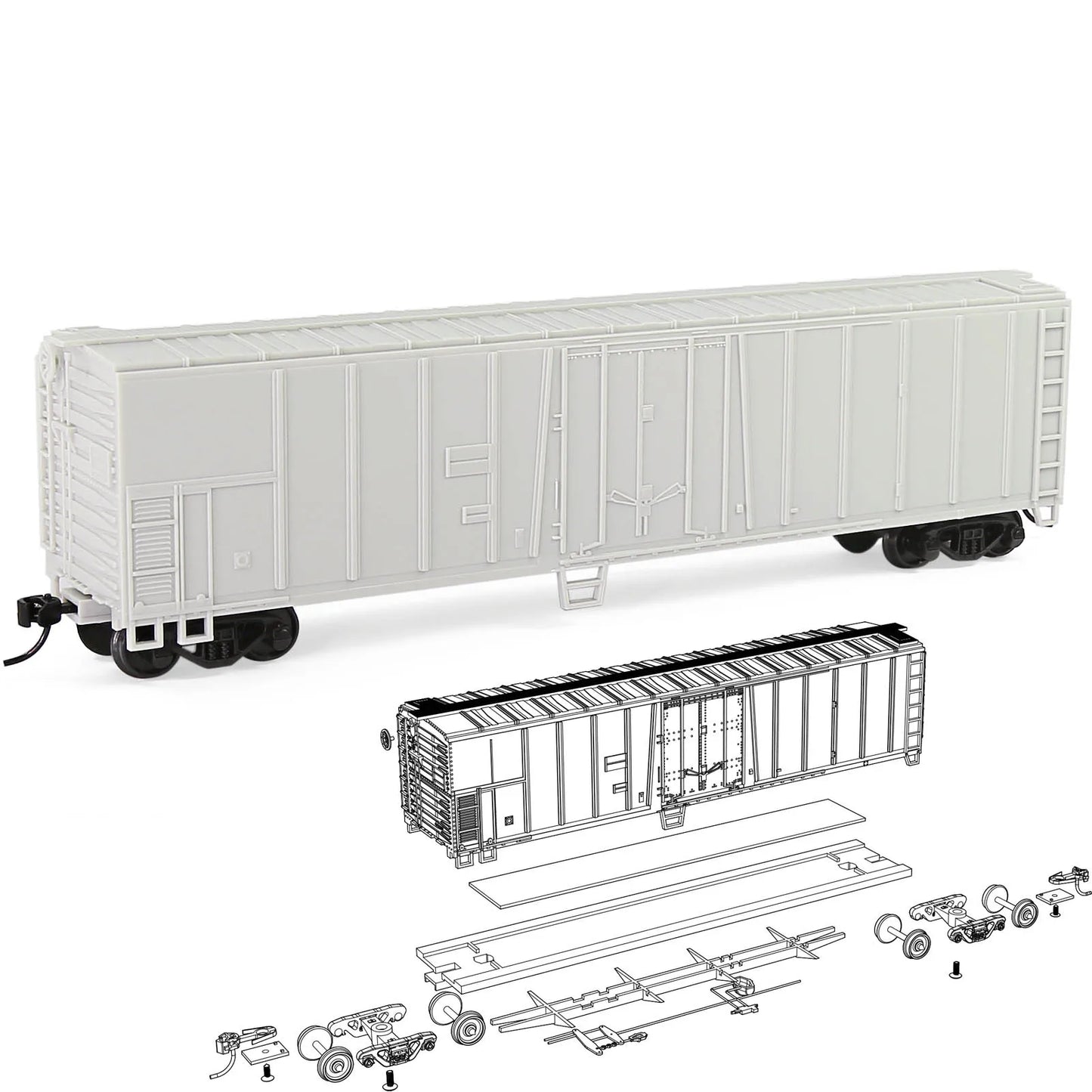 Wagon Plat HO 1:87 à Monter – Modèle de Train Miniature