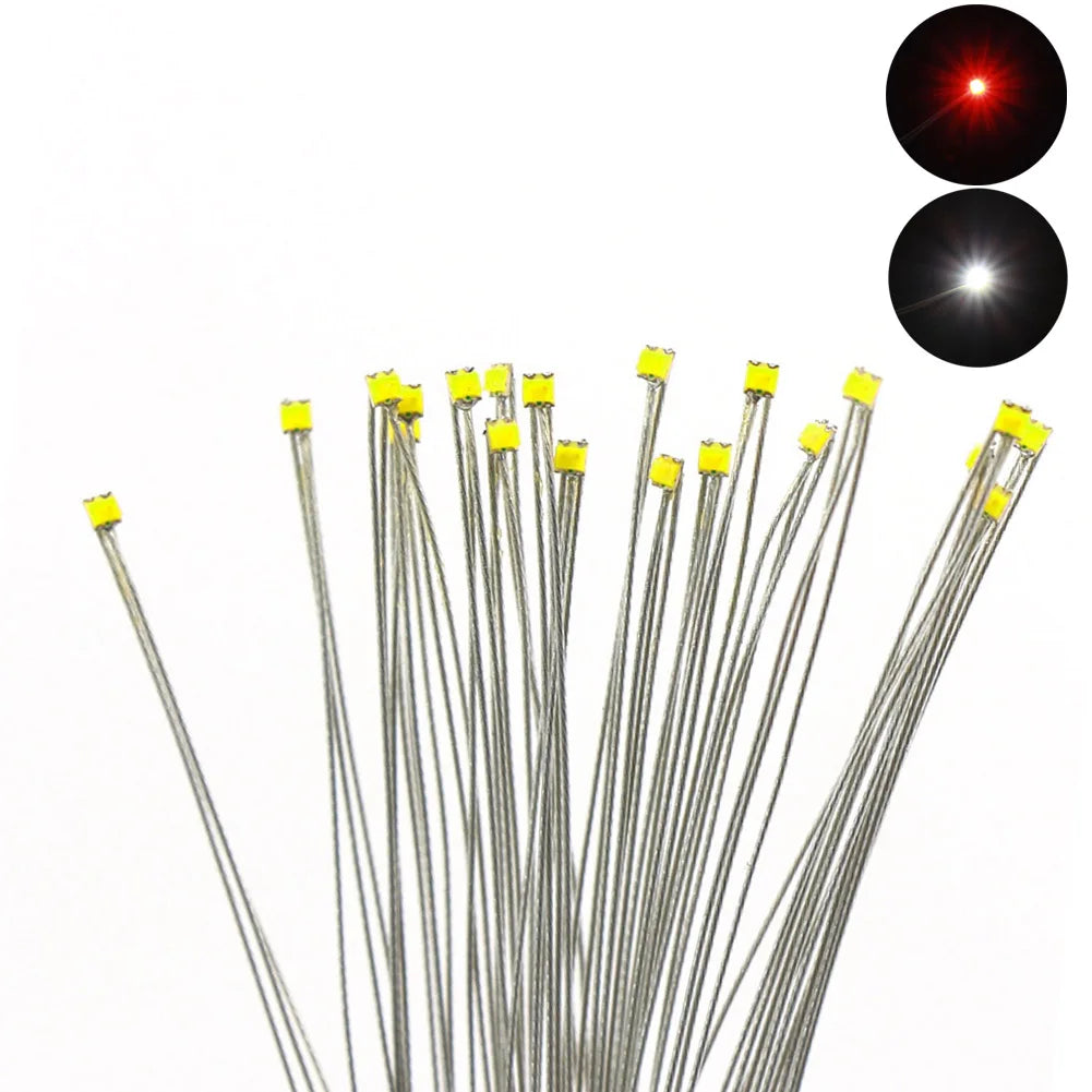 Evemodel 20pcs LED SMD 0605 Bi-couleur Pré-câblées Rouge & Blanc Brillant – Micro-Fils PTFE pour Modélisme et Miniatures