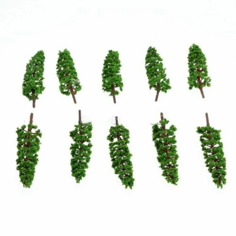 Lot de 10 pins miniatures (9 cm) – Décor réaliste pour trains, dioramas et maquettes HO/N