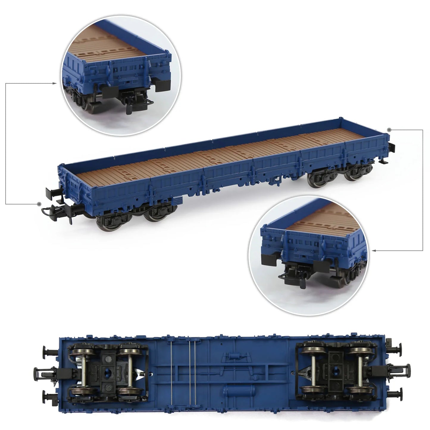Wagon Plat Bas HO 1:87 – Modèle Miniature de 40’ pour Trains