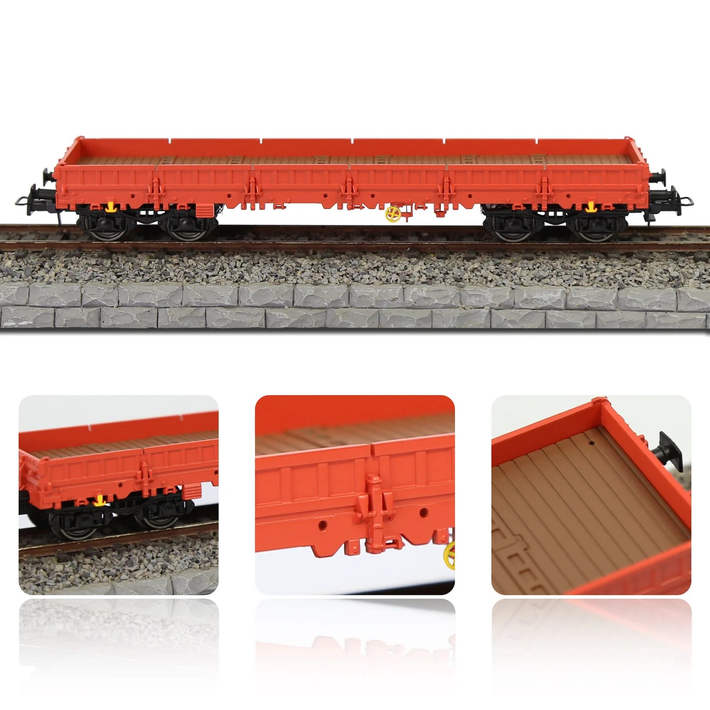 Wagon Plat Bas HO 1:87 – Modèle Miniature de 40’ pour Trains