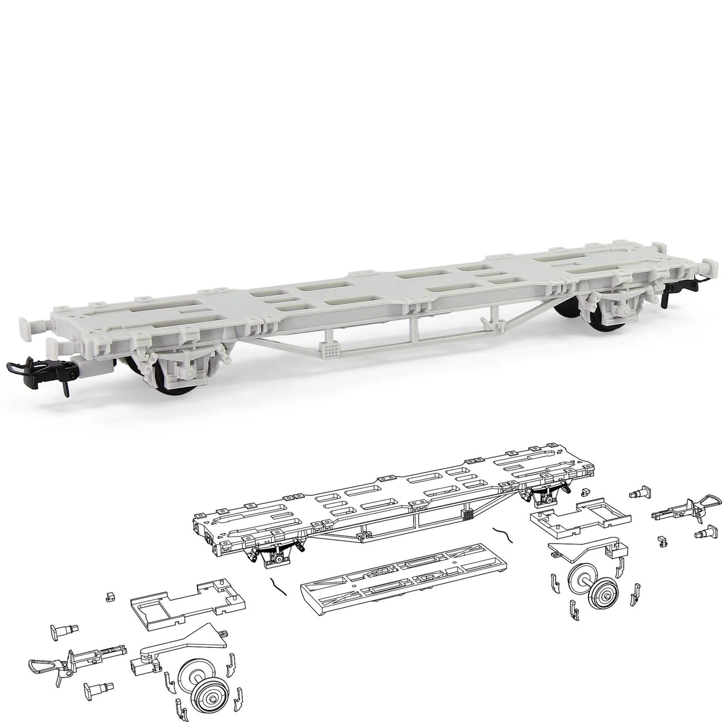 Wagon Plat HO 1:87 à Monter – Modèle de Train Miniature