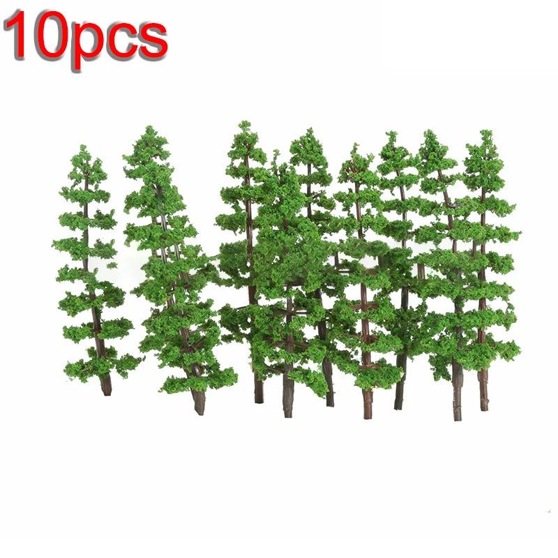 Lot de 10 pins miniatures (9 cm) – Décor réaliste pour trains, dioramas et maquettes HO/N