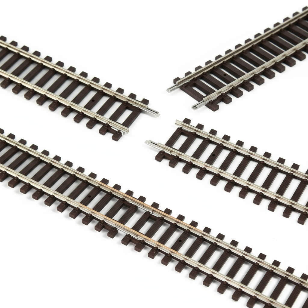Rails Modulaire  HO Scale 1:87– Rails Droits et Courbes en Cuivre-Nickel Code 100 pour Trains Miniatures