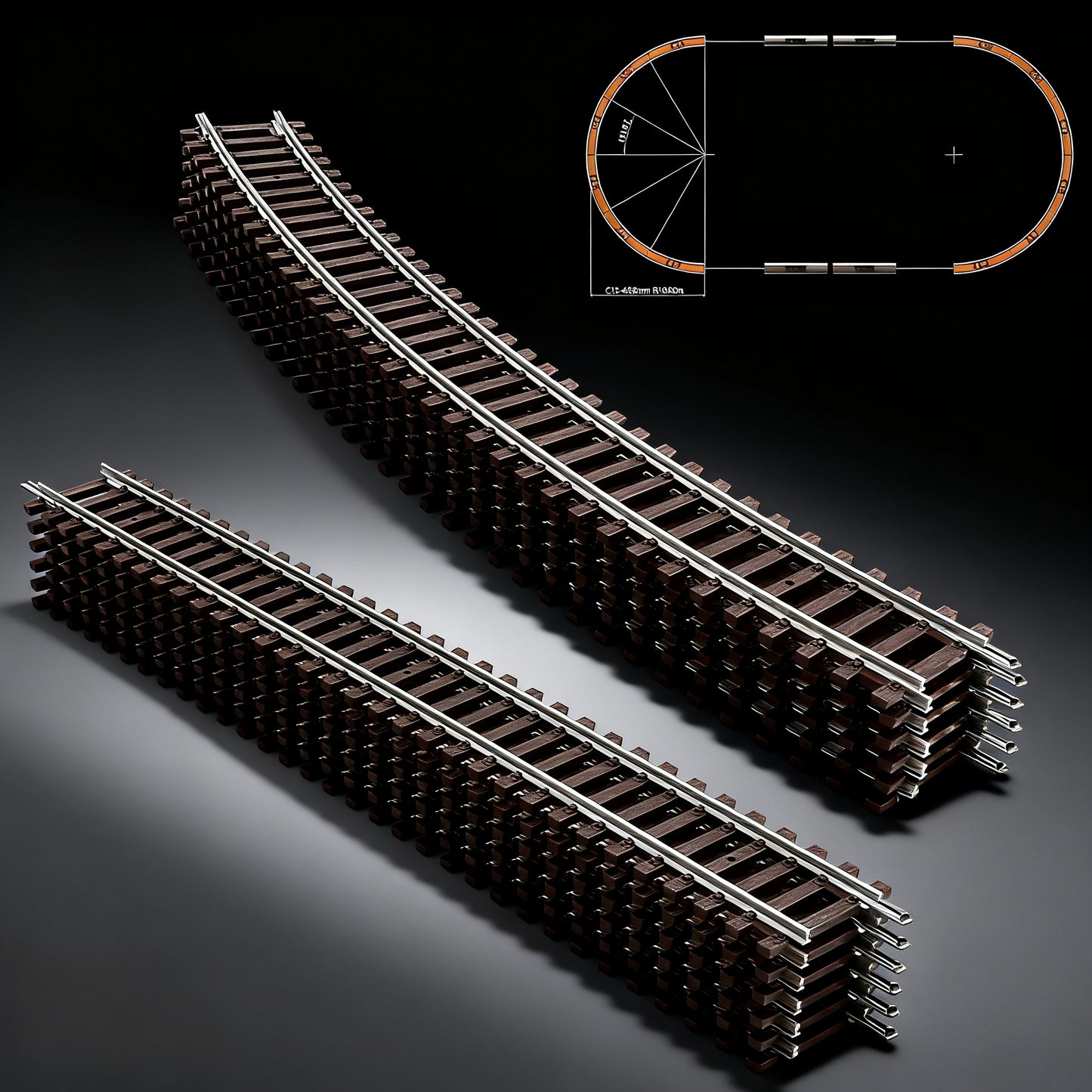 Rails Modulaire  HO Scale 1:87– Rails Droits et Courbes en Cuivre-Nickel Code 100 pour Trains Miniatures